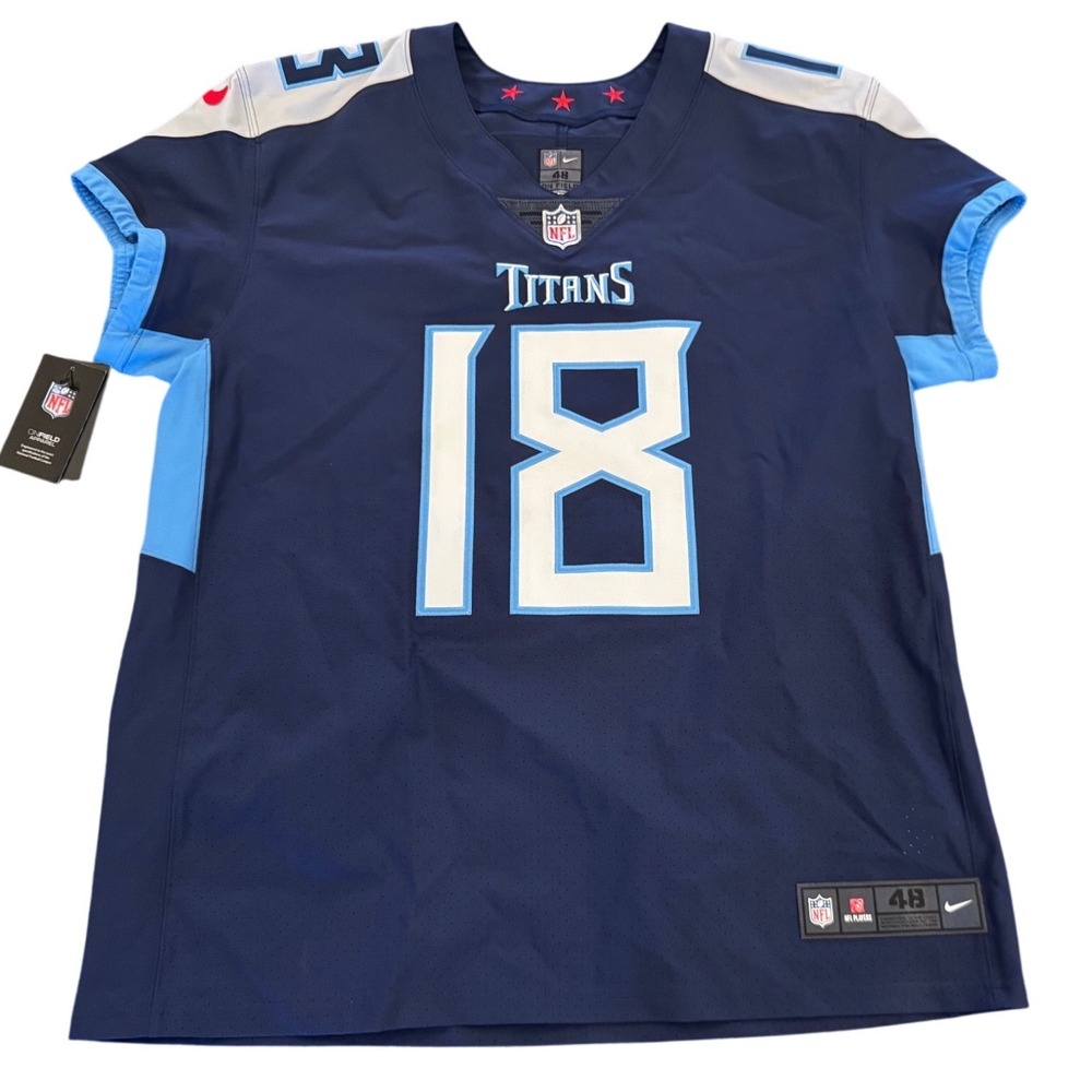 Nike Tennessee Titans NFL On Field Elite Jersey Navy Blue 18 AH7753 Mens 48 XL